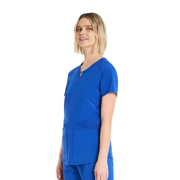 Scrubstar Women's Performance Notch Neck Top in Electric Blue Size Medium - Picture 5 of 11